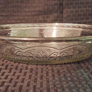 Anchor Hocking Laurel Embossed Clear Glass Deep Dish Pie 9.25 Plate